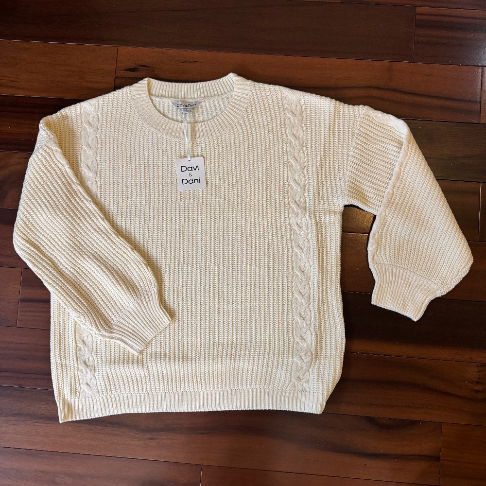 IVORY LONG SLEEVE KNIT SWEATER - Picture 6 of 10